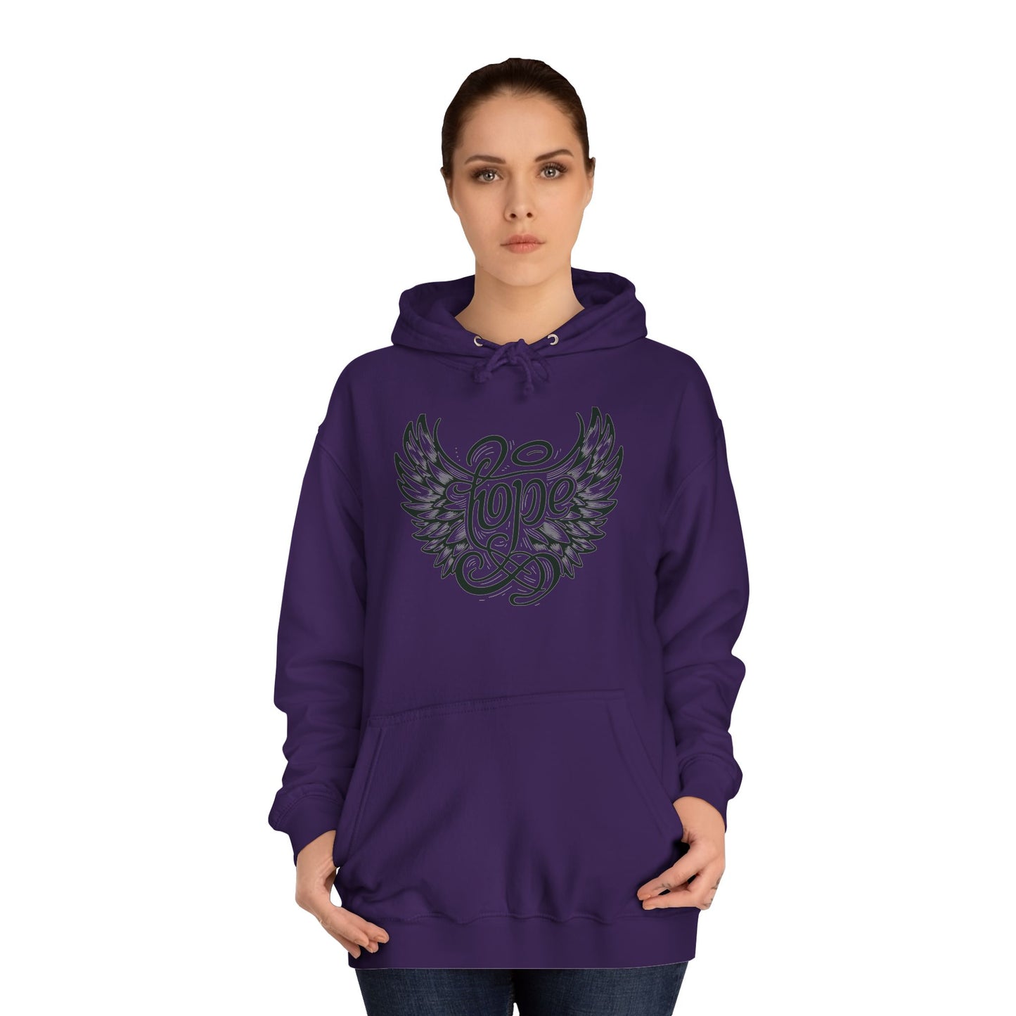 Hope Inside Angel Wings Unisex College Hoodie